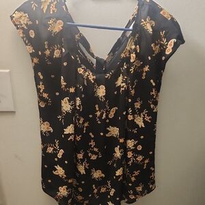 Floral Black and Yellow Women's Top